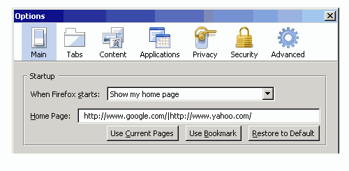 Multiple Firefox Home Pages